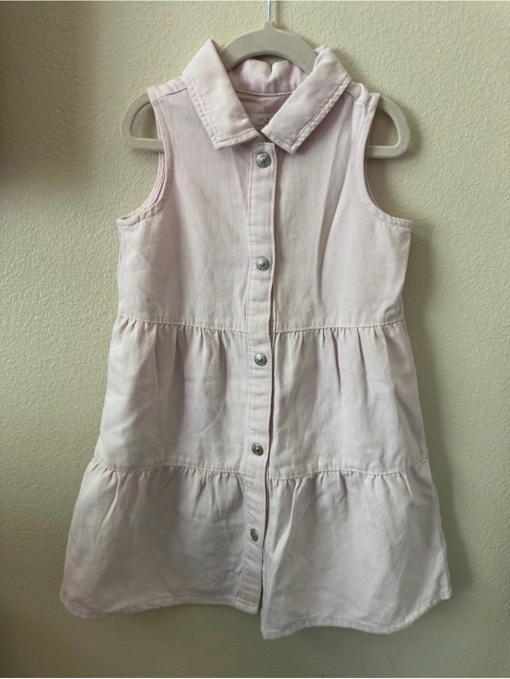 Zara Light Pink Sleeveless Button-Front Tiered Dress